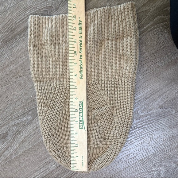 ALLSAINTS TRAVELING RIB KNIT BEANIE HAT WOOL BLEND TAN STOCKING CAP QUIET LUXURY - Picture 7 of 7